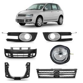 Kit Parachoque STILO 07 a 12 Dianteiro Com Milha Cinza 8 Pçs