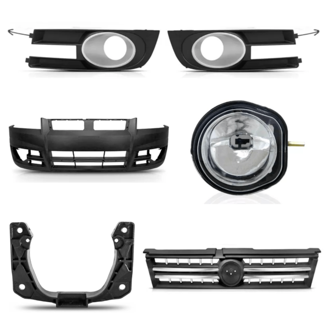 Kit Parachoque STILO 07 a 12 Dianteiro Com Milha Cinza 8 Pçs