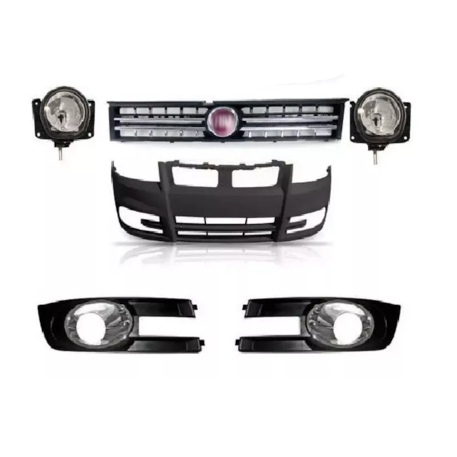 Kit Parachoque Stilo 08 a 12 Grade Cromado 8 Peças Kit Parachoque Stilo 08 a 12 Grade Cromado 8 Peças