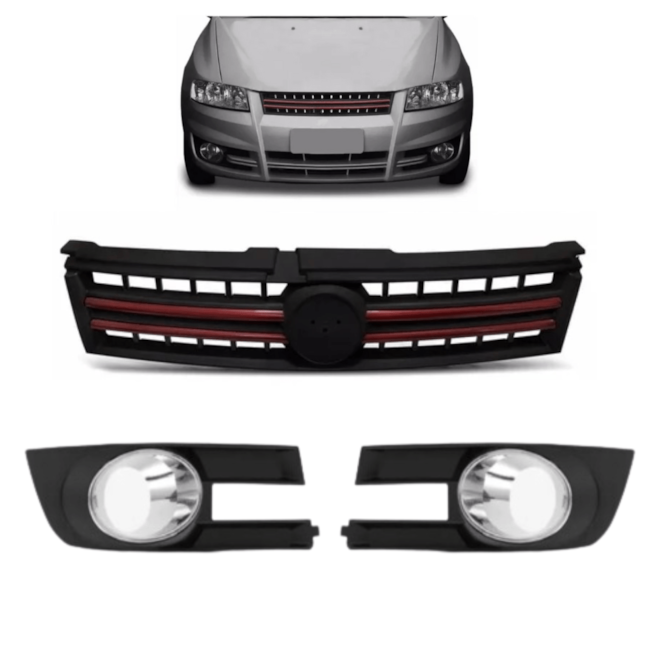 Kit STILO 07/11 Grade Radi Friso Vermelho+ Par Lat Cro Kit STILO 07/11 Grade Radi Friso Vermelho+ Par Lat Cro