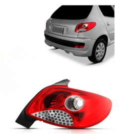 Lanterna Peugeot 207 09 a 14 Hatch Direito Tela Cromada TYC Lanterna Peugeot 207 09 a 14 Hatch Direito Tela Cromada TYC