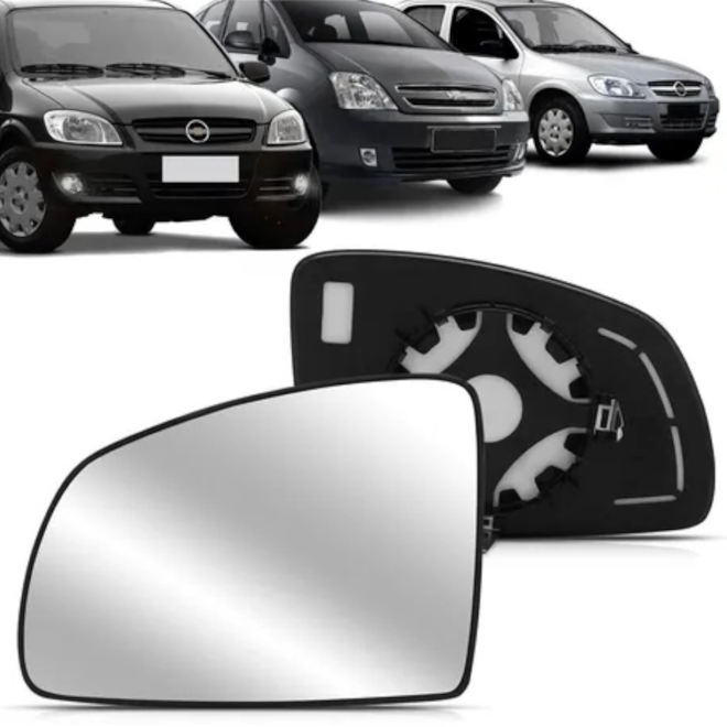 Lente do Retrovisor com Base CELTA 07 a 12 MERIVA PRISMA 02 a 10 Direito