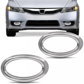 Par Aro Grade Farol Milha NEW CIVIC 2009 a 2011 Cromado Par Aro Grade Farol Milha NEW CIVIC 2009 a 2011 Cromado