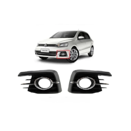Par Grade Farol Milha GOL 16 a 18 C Furo Preto Aro Cromado Par Grade Farol Milha GOL 16 a 18 C Furo Preto Aro Cromado
