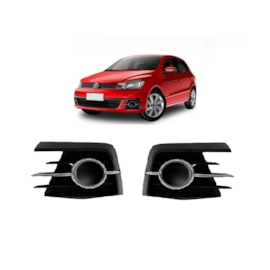 Par Grade Farol Milha GOL 16 a 18 S Furo Preto Aro Cromado Par Grade Farol Milha GOL 16 a 18 S Furo Preto Aro Cromado