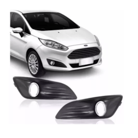 Par Grade Farol Milha NEW FISTA 14 a 17 Furo Preto Anel Crom