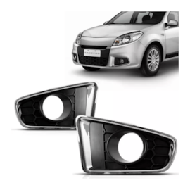 Par Grade Farol Milha SANDERO 11 a 14 C Furo Preto Aro Croma Par Grade Farol Milha SANDERO 11 a 14 C Furo Preto Aro Croma