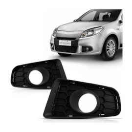 Par Grade Farol Milha SANDERO 2011 a 2014 C Furo Preto Par Grade Farol Milha SANDERO 2011 a 2014 C Furo Preto