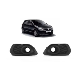 Par Grade Farol Milha SANDERO 2015 a 2022 Com Furo Preto Par Grade Farol Milha SANDERO 2015 a 2022 Com Furo Preto