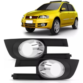 Par Grade Farol Milha STILO 07 a 11 C Furo Preto Aro Cromado Par Grade Farol Milha STILO 07 a 11 C Furo Preto Aro Cromado