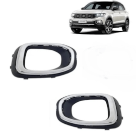 Par Grade Farol Milha T-CROSS 2019 a 2022 Preto Aro Cromado Par Grade Farol Milha T-CROSS 2019 a 2022 Preto Aro Cromado